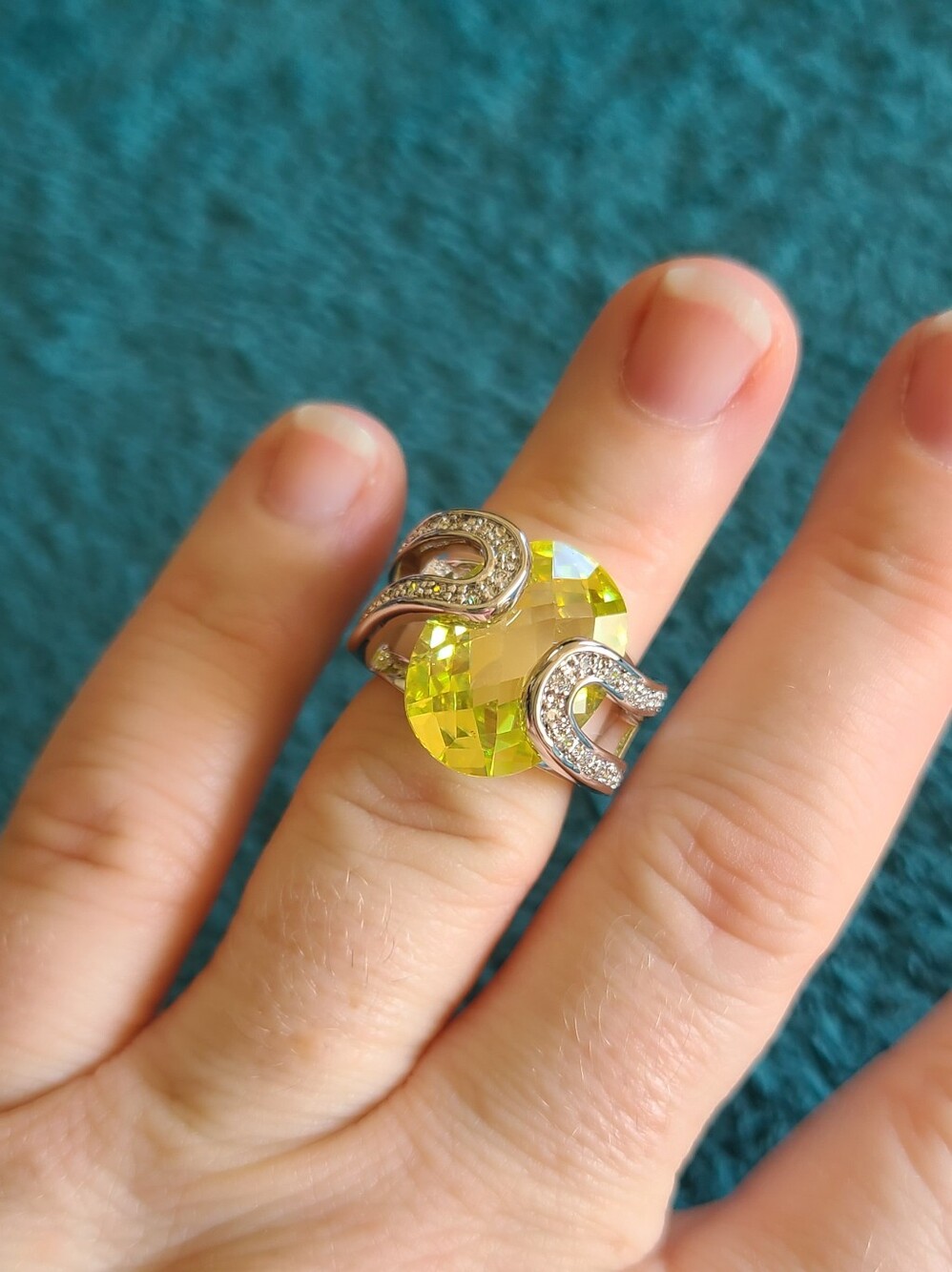 Peridot And White Sapphire Cocktail Ring
